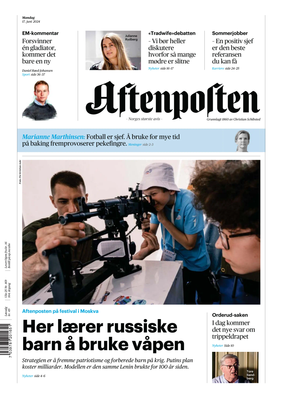 Prima-pagina-Aftenposten-oggi-edizione-di-oggi-20240617