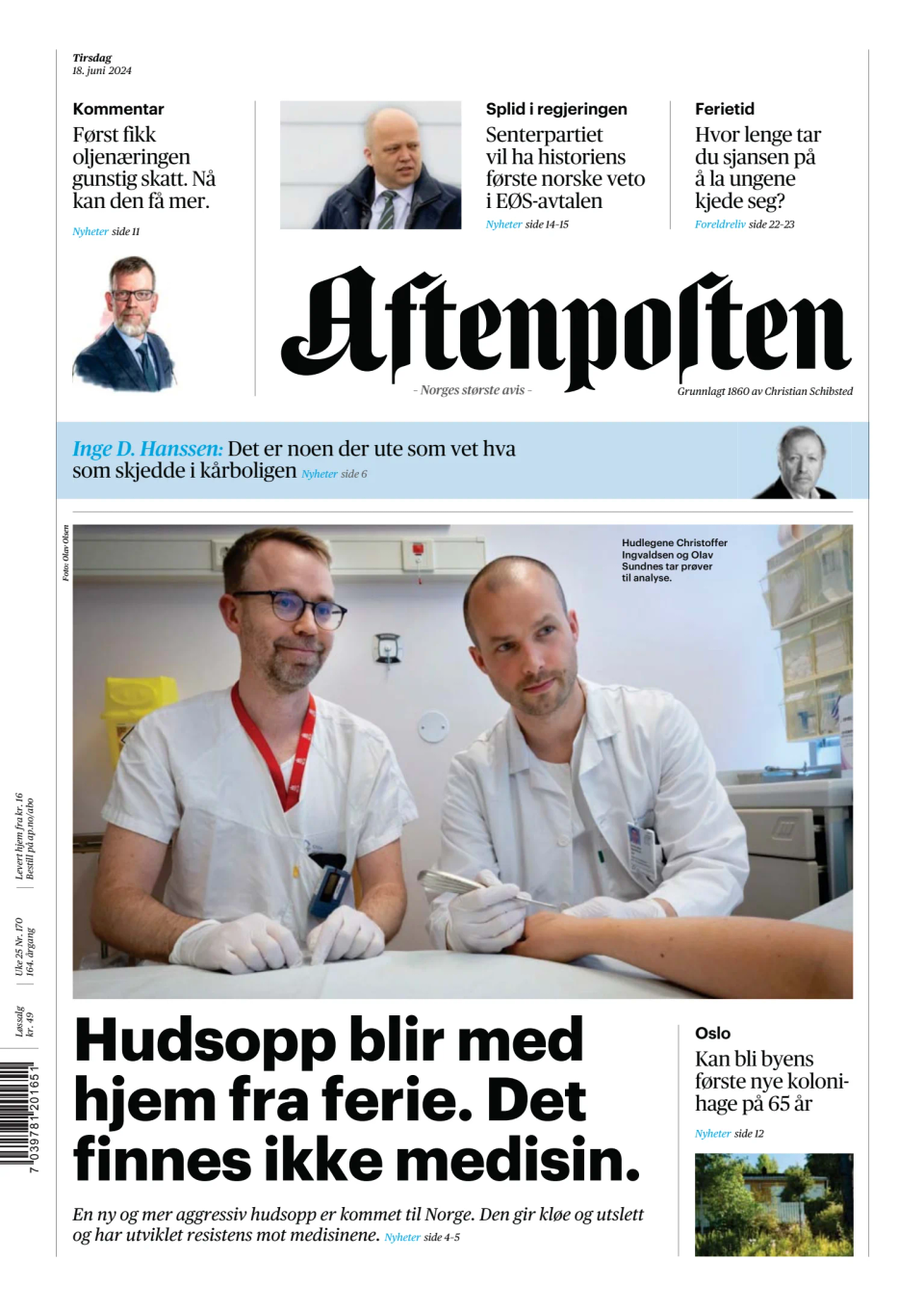 Prima-pagina-Aftenposten-oggi-edizione-di-oggi-20240618