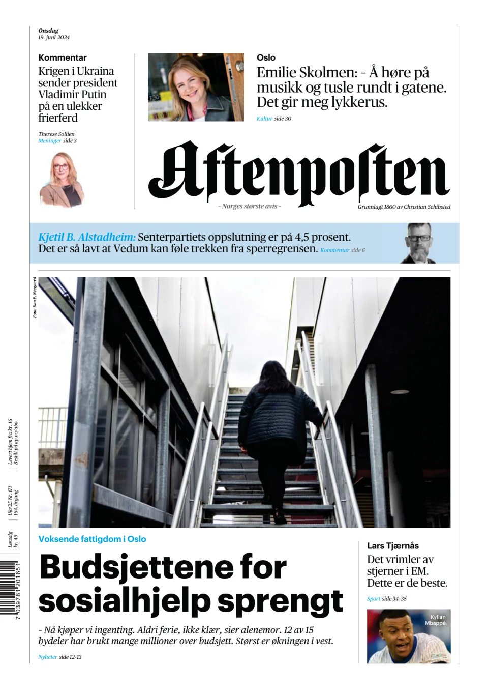 Prima-pagina-Aftenposten-oggi-edizione-di-oggi-20240619