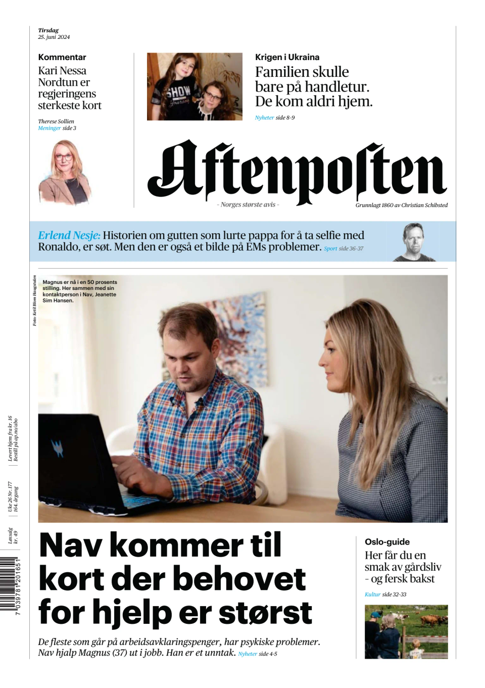 Prima-pagina-Aftenposten-oggi-edizione-di-oggi-20240625