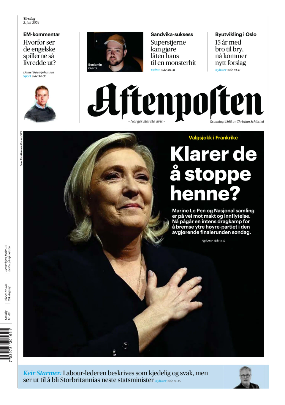 Prima-pagina-Aftenposten-oggi-edizione-di-oggi-20240702