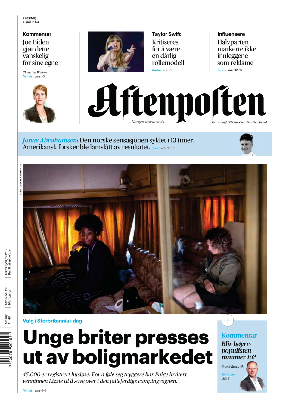 Prima-pagina-Aftenposten-oggi-edizione-di-oggi-20240704