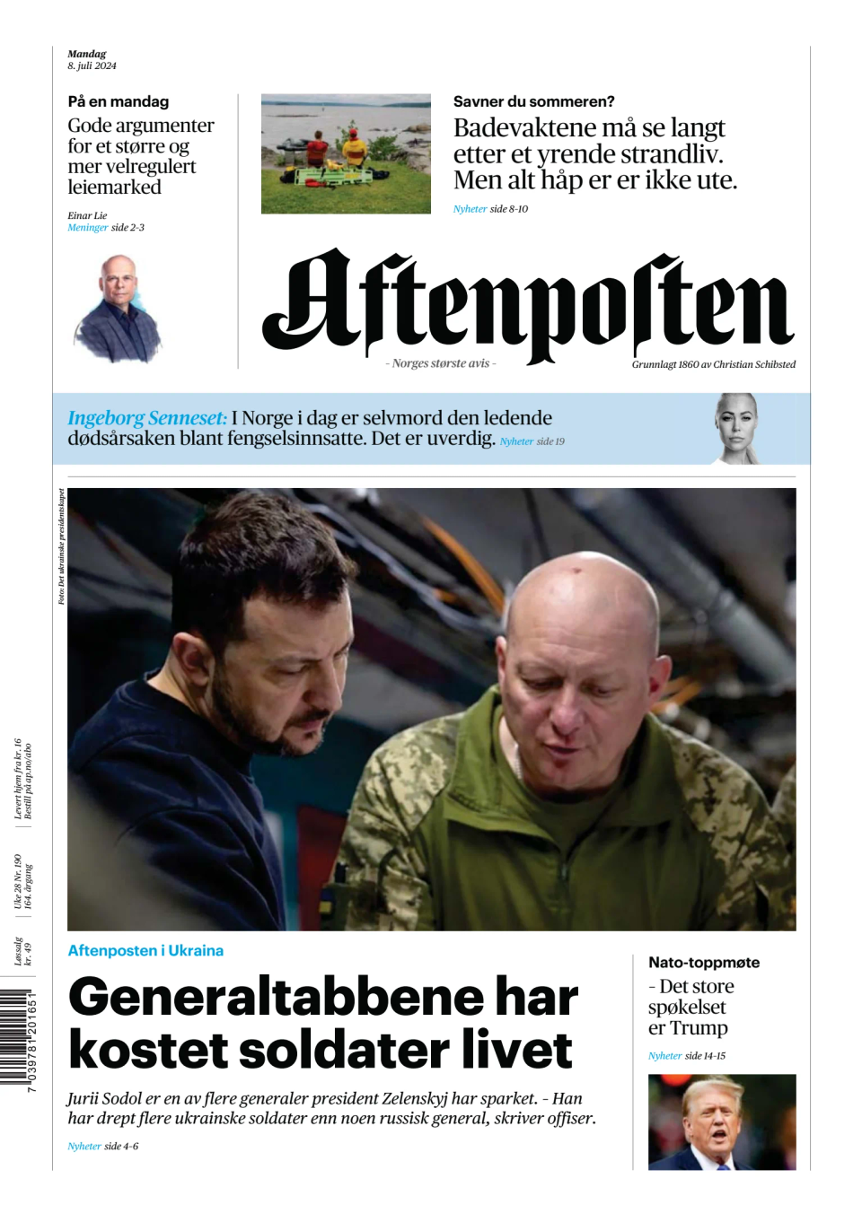 Prima-pagina-Aftenposten-oggi-edizione-di-oggi-20240708