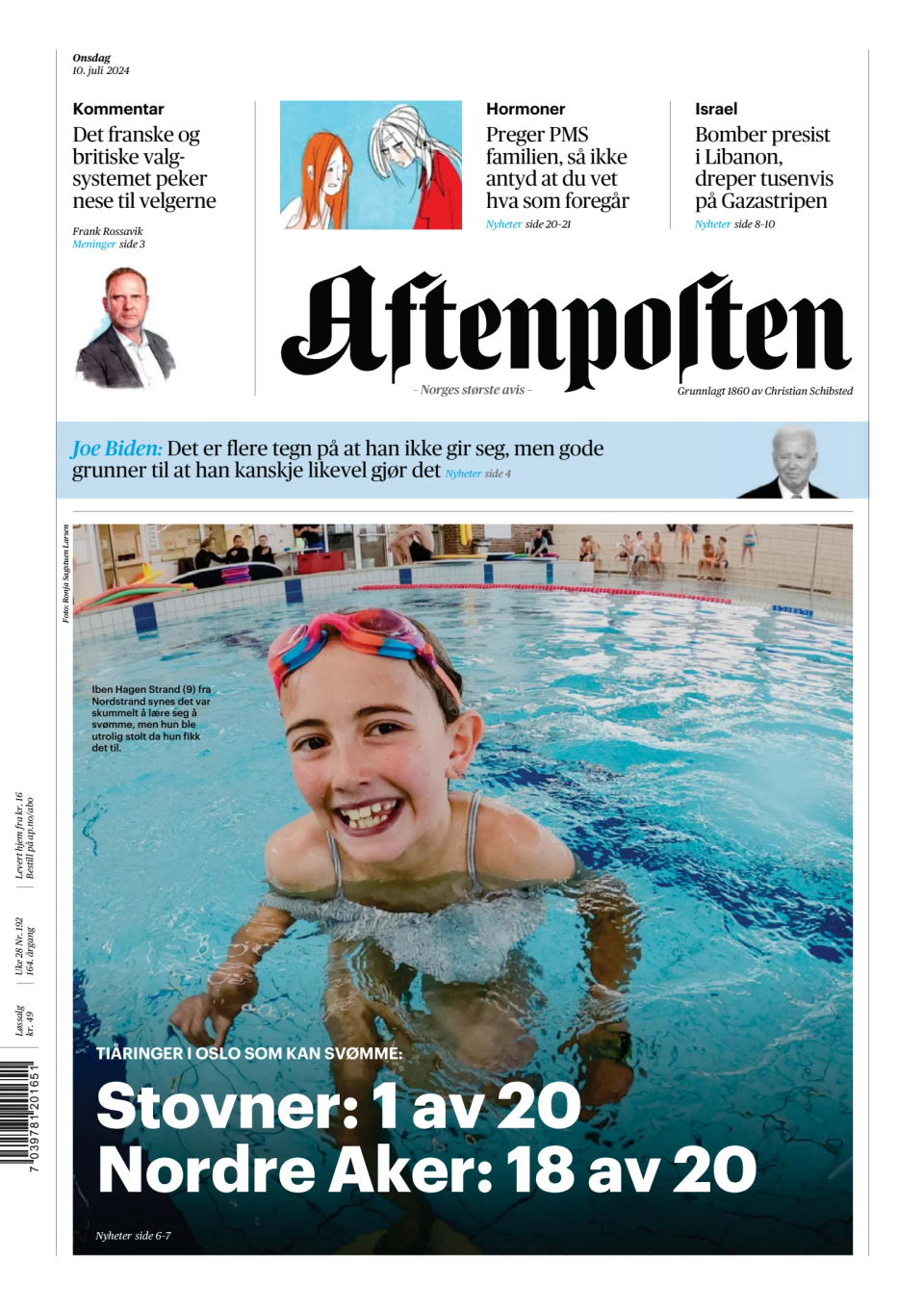 Prima-pagina-Aftenposten-oggi-edizione-di-oggi-20240710