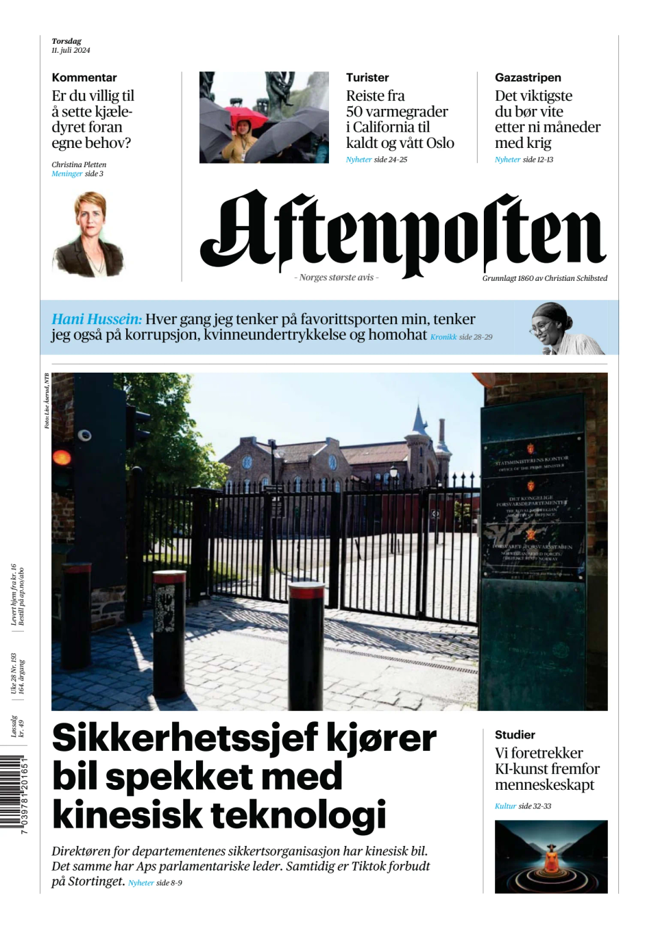 Prima-pagina-Aftenposten-oggi-edizione-di-oggi-20240711