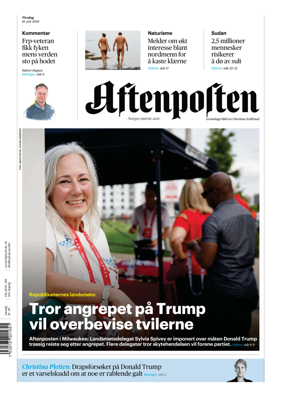 Prima-pagina-Aftenposten-oggi-edizione-di-oggi-20240716