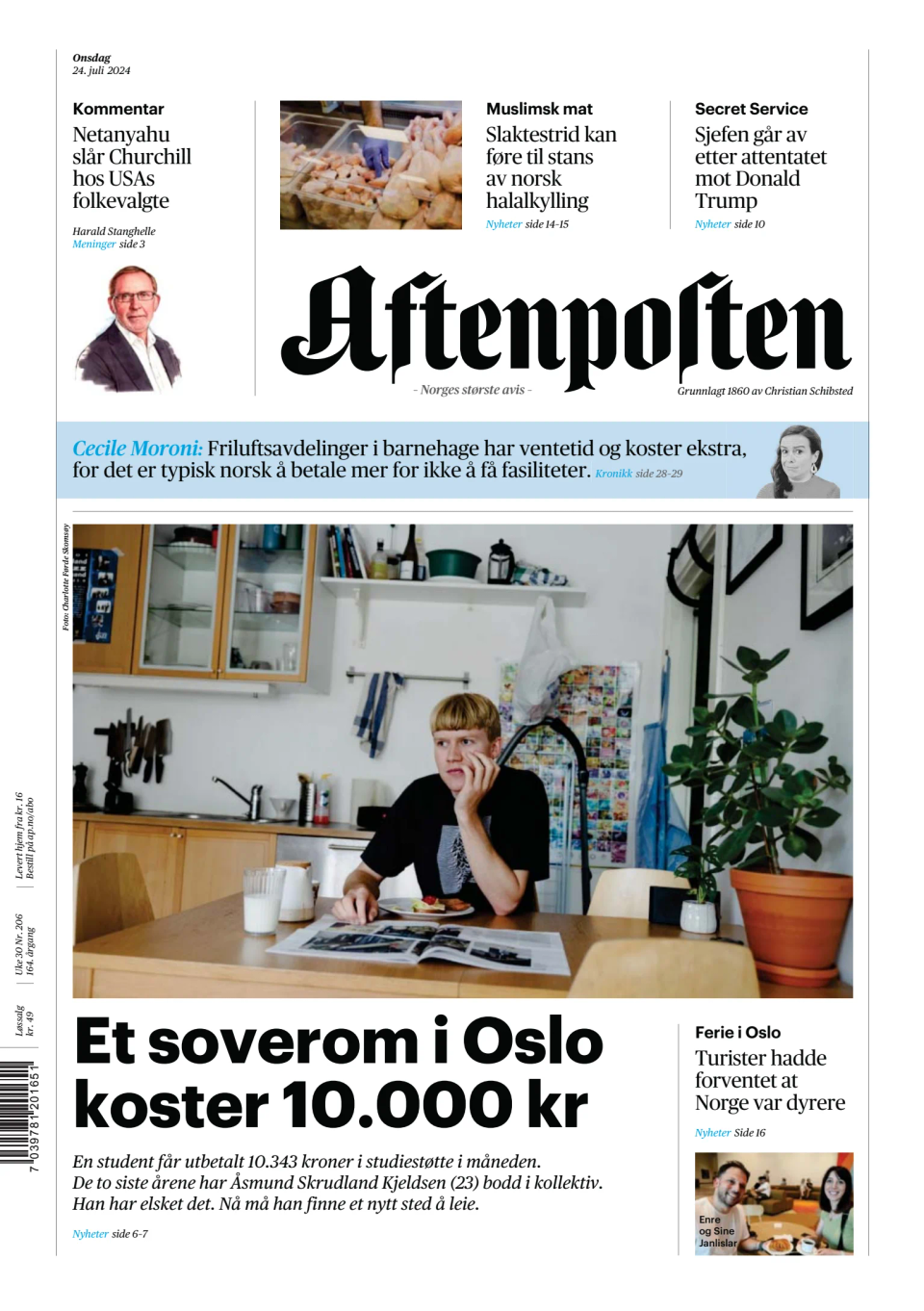 Prima-pagina-Aftenposten-oggi-edizione-di-oggi-20240724