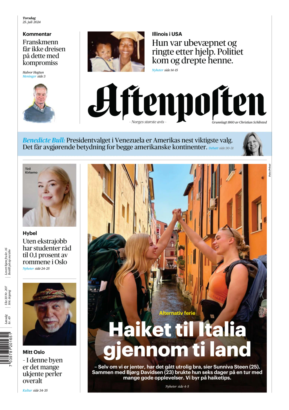 Prima-pagina-Aftenposten-oggi-edizione-di-oggi-20240725