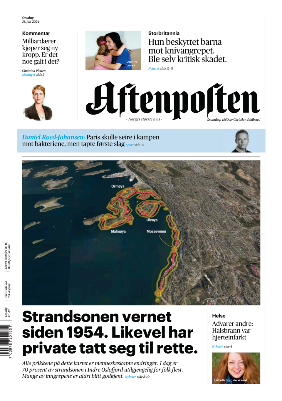 Prima-pagina-Aftenposten-oggi-edizione-di-oggi-20240731