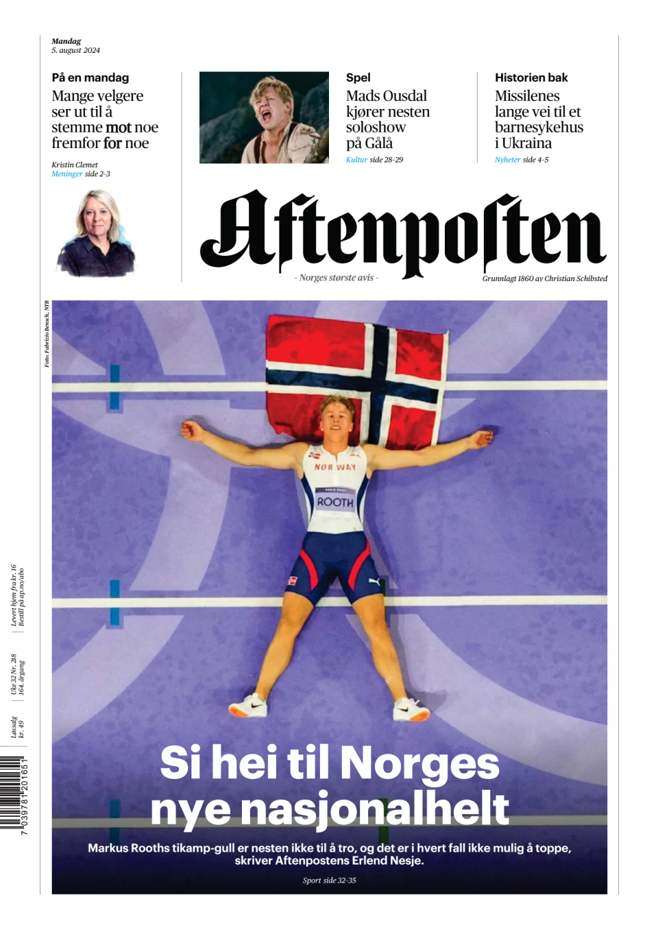 Prima-pagina-Aftenposten-oggi-edizione-di-oggi-20240805