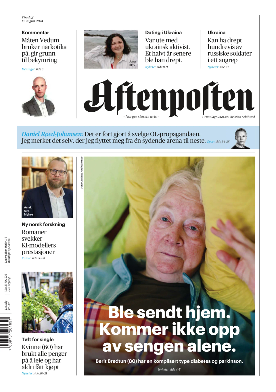 Prima-pagina-Aftenposten-oggi-edizione-di-oggi-20240813