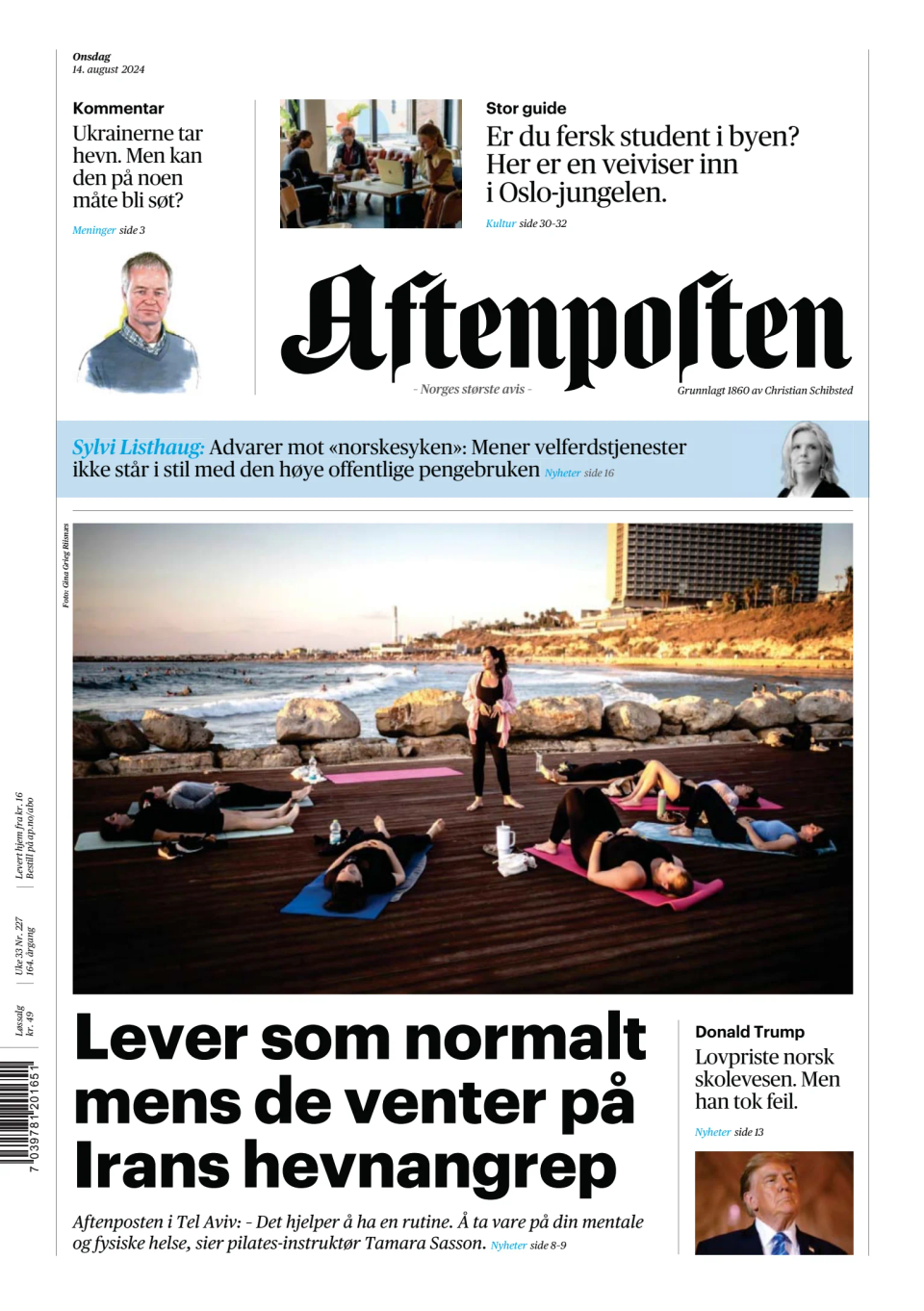 Prima-pagina-Aftenposten-oggi-edizione-di-oggi-20240814