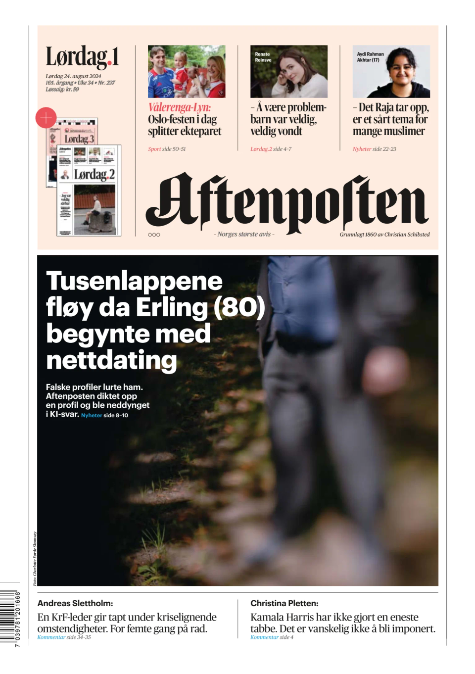 Prima-pagina-Aftenposten-oggi-edizione-di-oggi-20240824