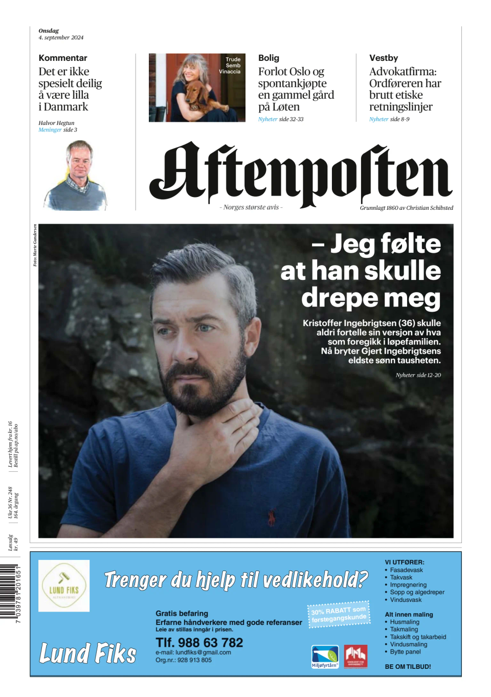 Prima-pagina-Aftenposten-oggi-edizione-di-oggi-20240904