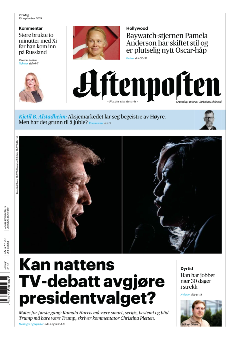 Prima-pagina-Aftenposten-oggi-edizione-di-oggi-20240910