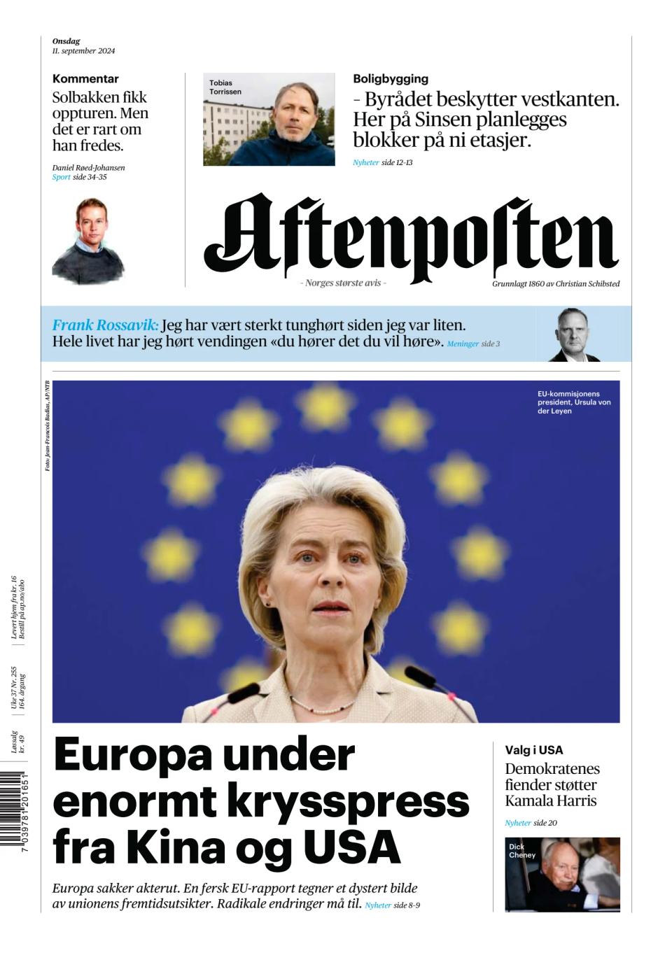 Prima-pagina-Aftenposten-oggi-edizione-di-oggi-20240911