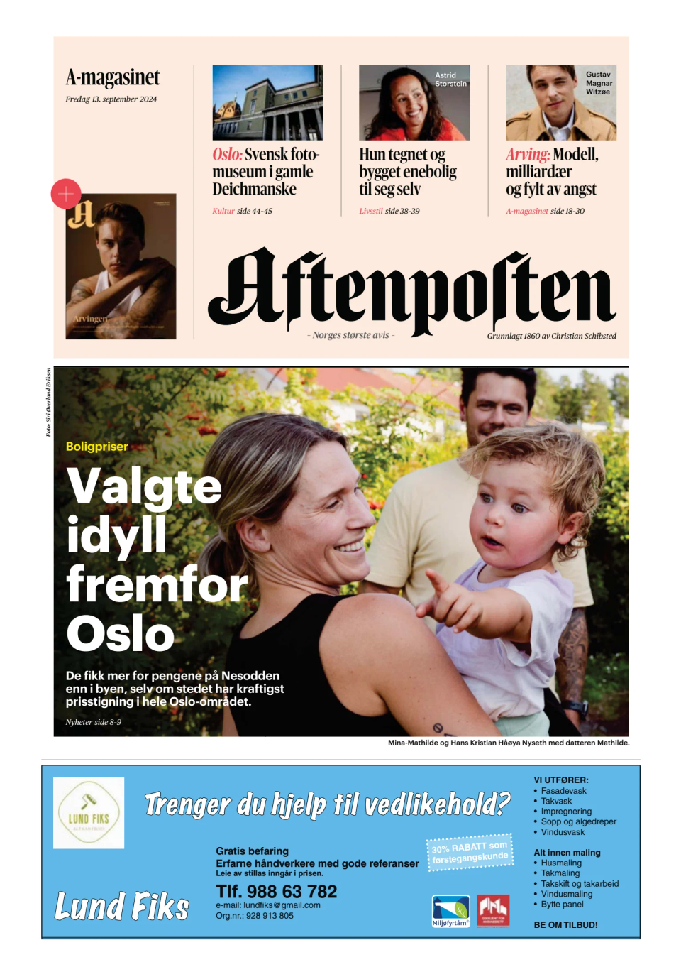 Prima-pagina-Aftenposten-oggi-edizione-di-oggi-20240913