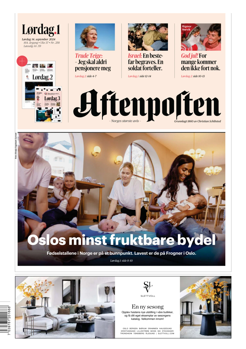 Prima-pagina-Aftenposten-oggi-edizione-di-oggi-20240914