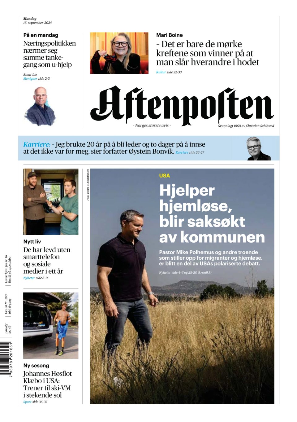 Prima-pagina-Aftenposten-oggi-edizione-di-oggi-20240916