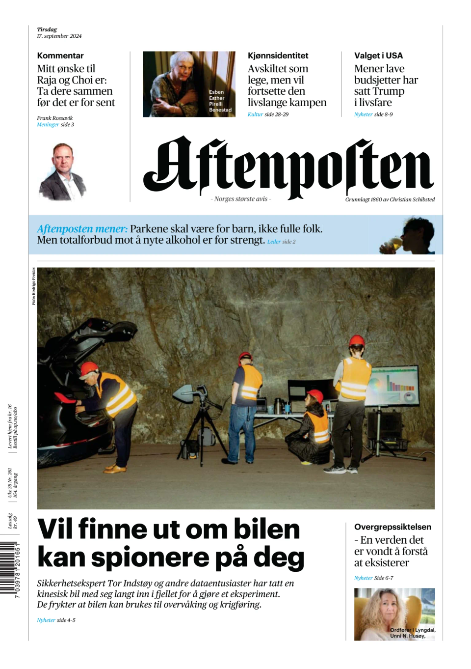 Prima-pagina-Aftenposten-oggi-edizione-di-oggi-20240917