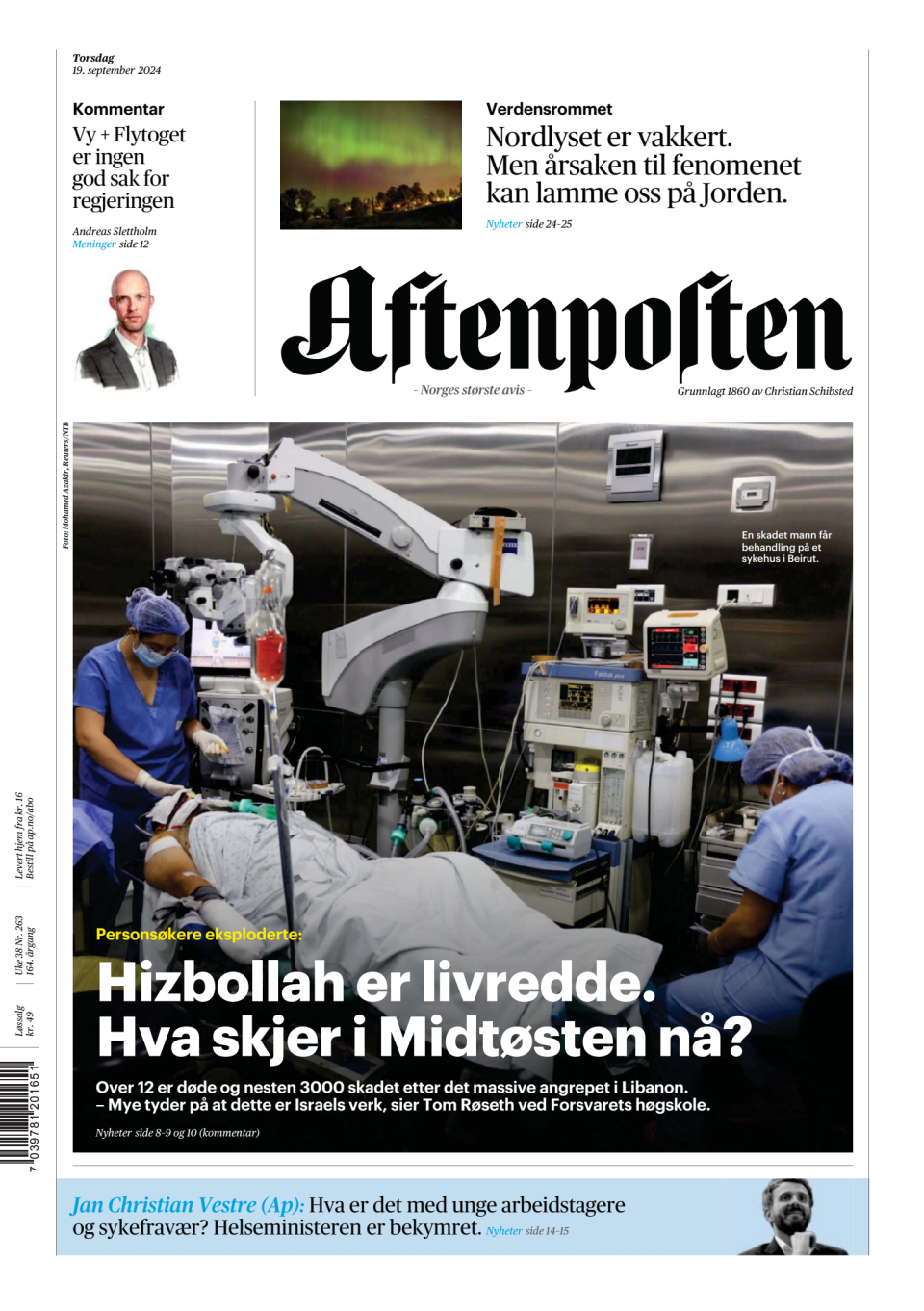 Prima-pagina-Aftenposten-oggi-edizione-di-oggi-20240919