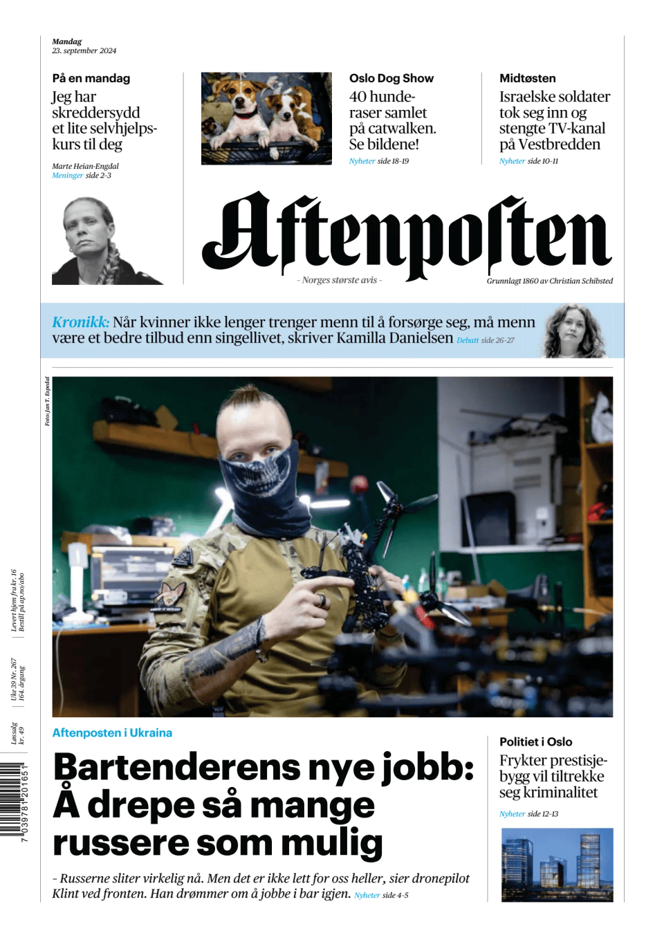 Prima-pagina-Aftenposten-oggi-edizione-di-oggi-20240923