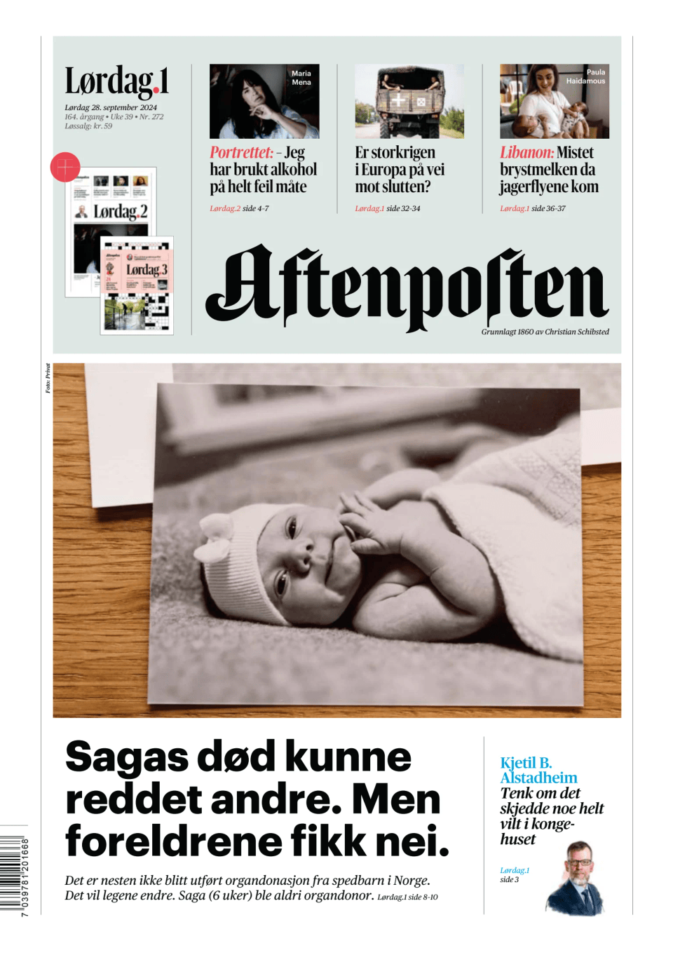 Prima-pagina-Aftenposten-oggi-edizione-di-oggi-20240928