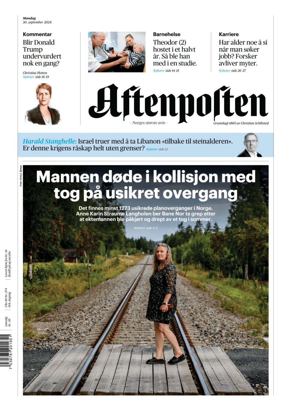 Prima-pagina-Aftenposten-oggi-edizione-di-oggi-20240930