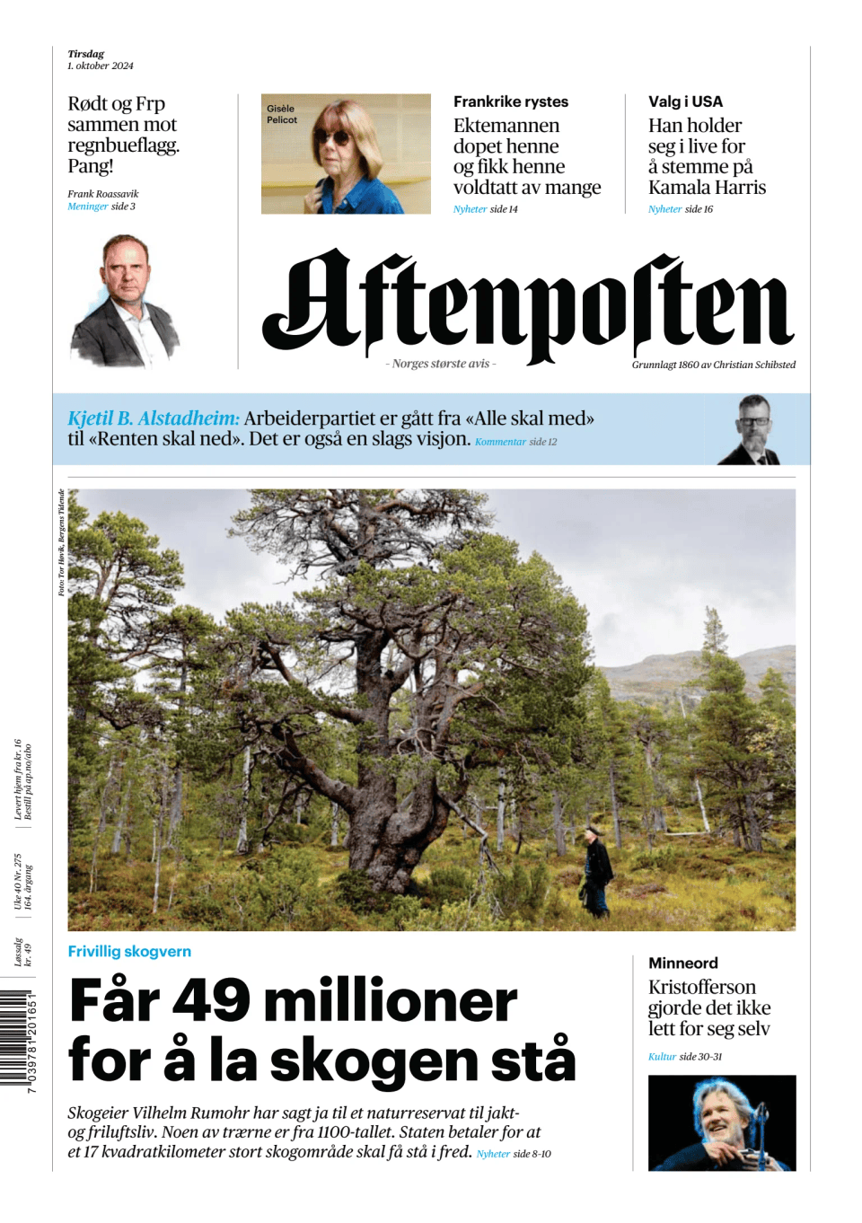 Prima-pagina-Aftenposten-oggi-edizione-di-oggi-20241001