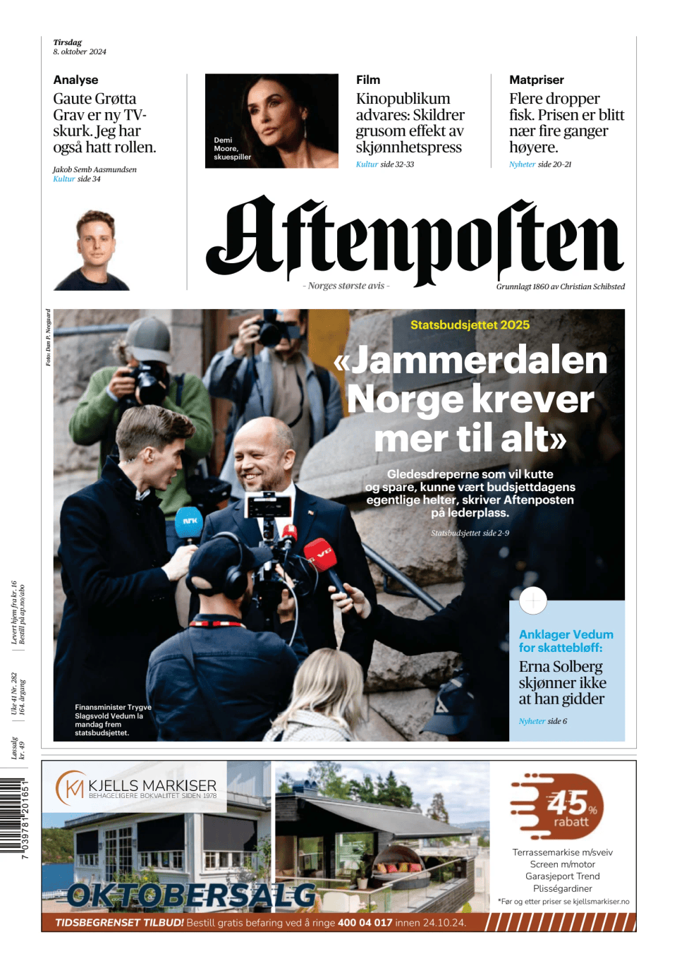 Prima-pagina-Aftenposten-oggi-edizione-di-oggi-20241008