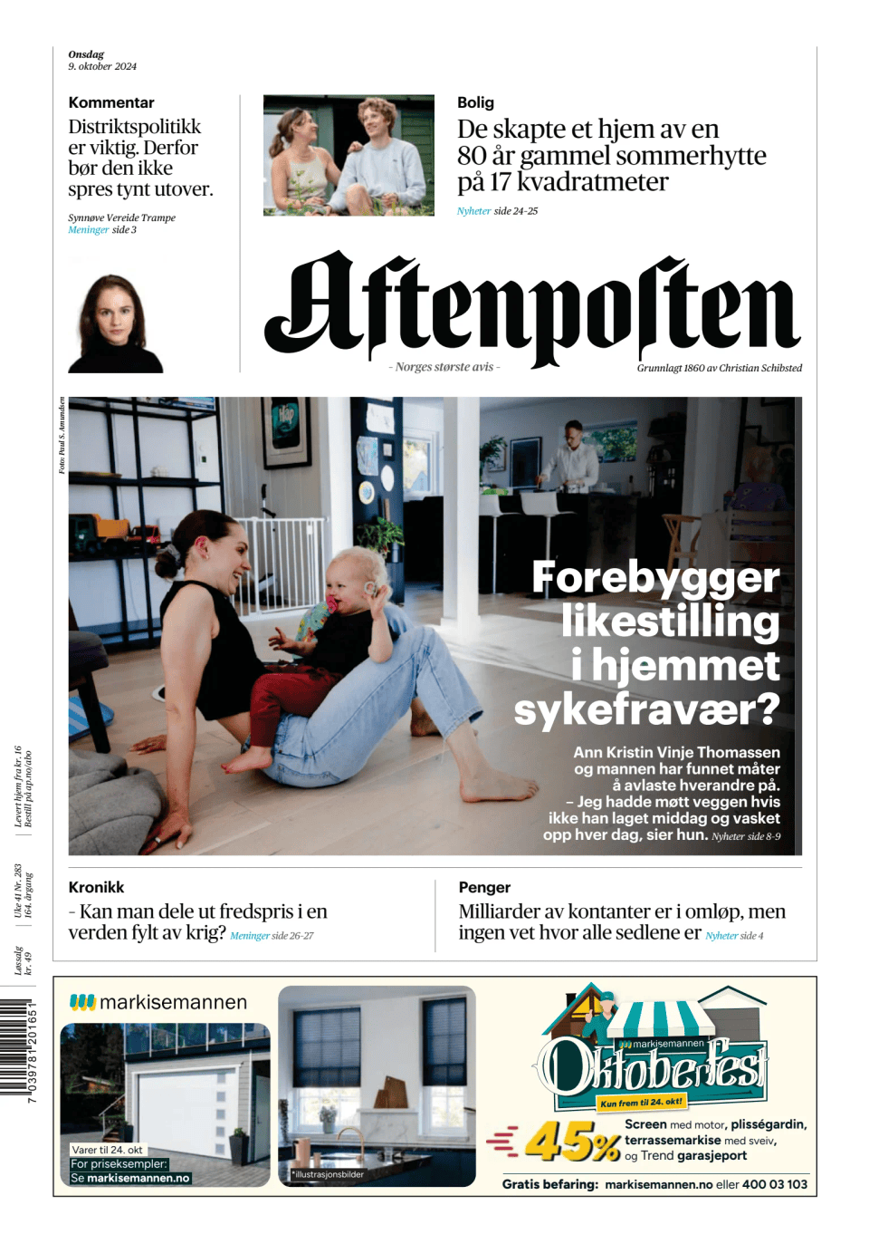 Prima-pagina-Aftenposten-oggi-edizione-di-oggi-20241009