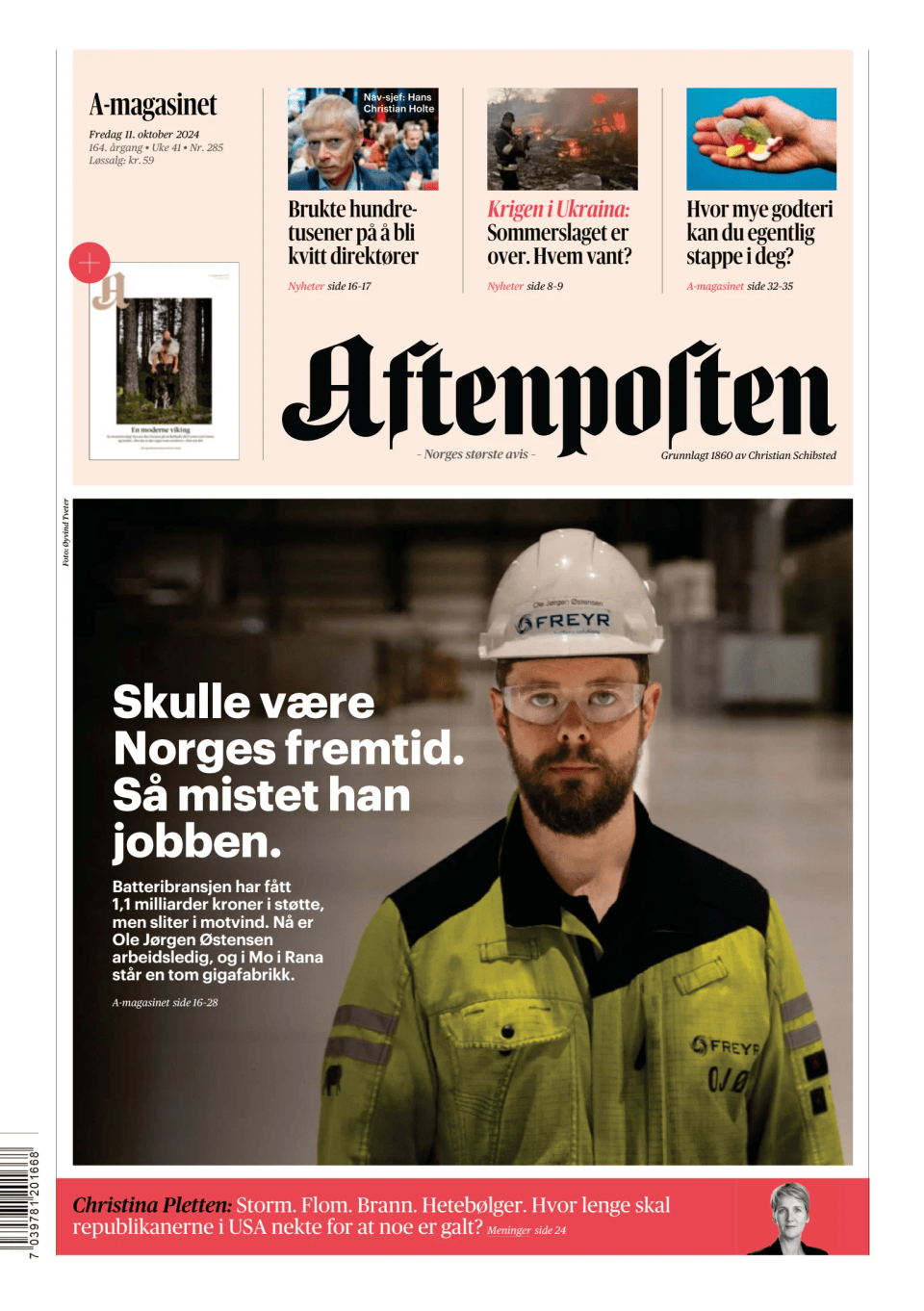 Prima-pagina-Aftenposten-oggi-edizione-di-oggi-20241011