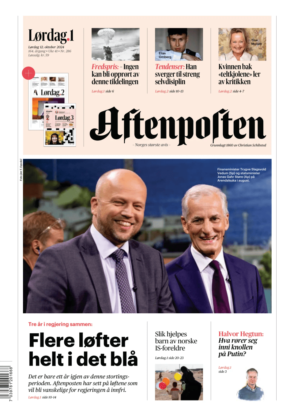 Prima-pagina-Aftenposten-oggi-edizione-di-oggi-20241012