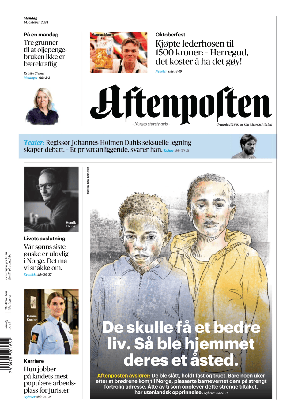 Prima-pagina-Aftenposten-oggi-edizione-di-oggi-20241014