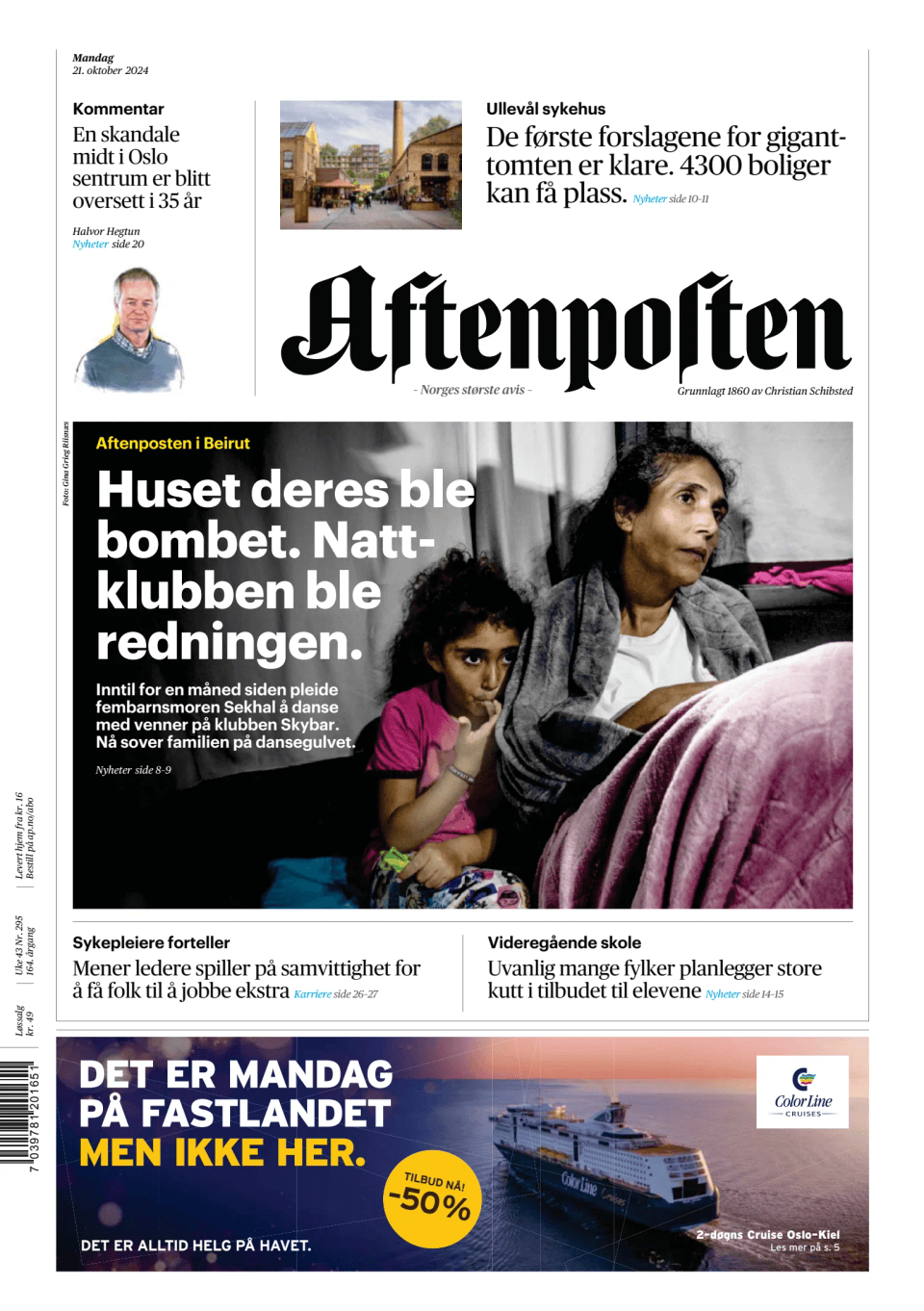 Prima-pagina-Aftenposten-oggi-edizione-di-oggi-20241021