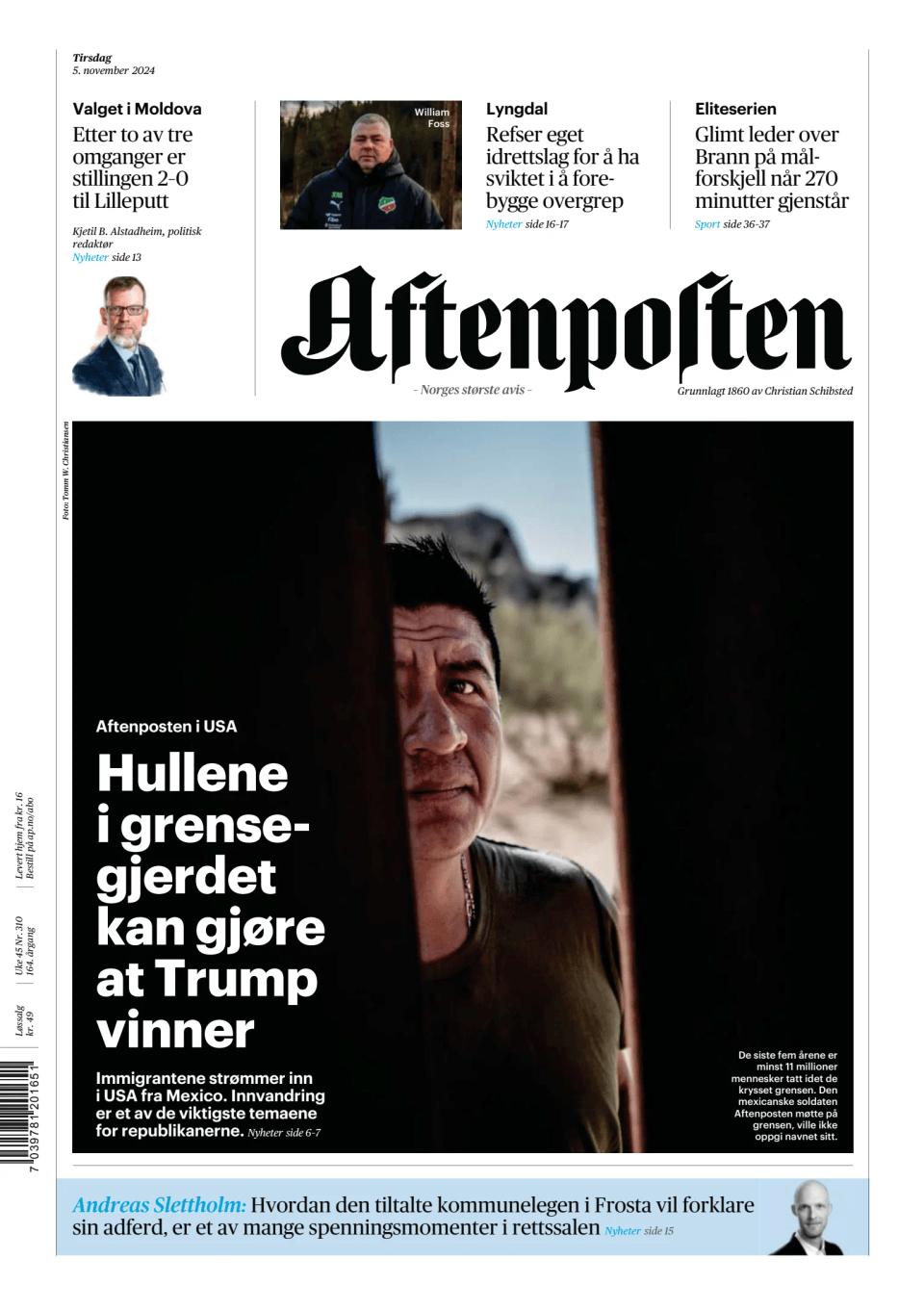 Prima-pagina-Aftenposten-oggi-edizione-di-oggi-20241105