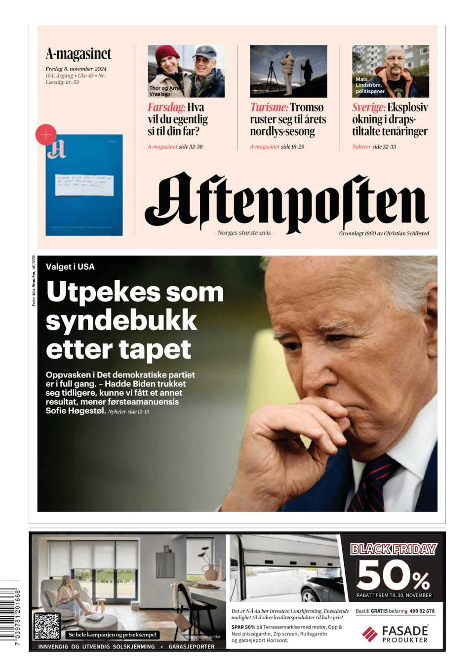 Prima-pagina-Aftenposten-oggi-edizione-di-oggi-20241108