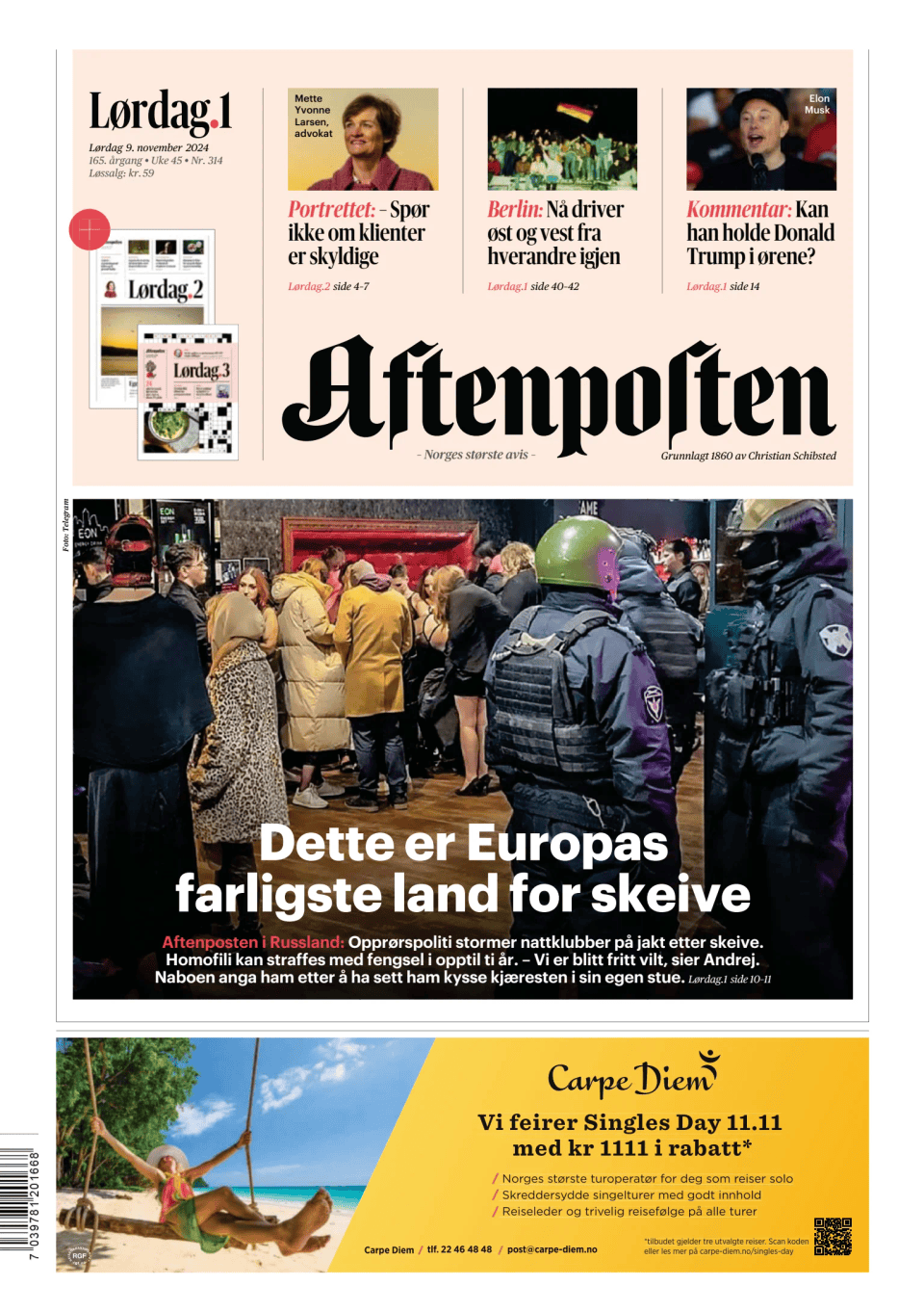 Prima-pagina-Aftenposten-oggi-edizione-di-oggi-20241109