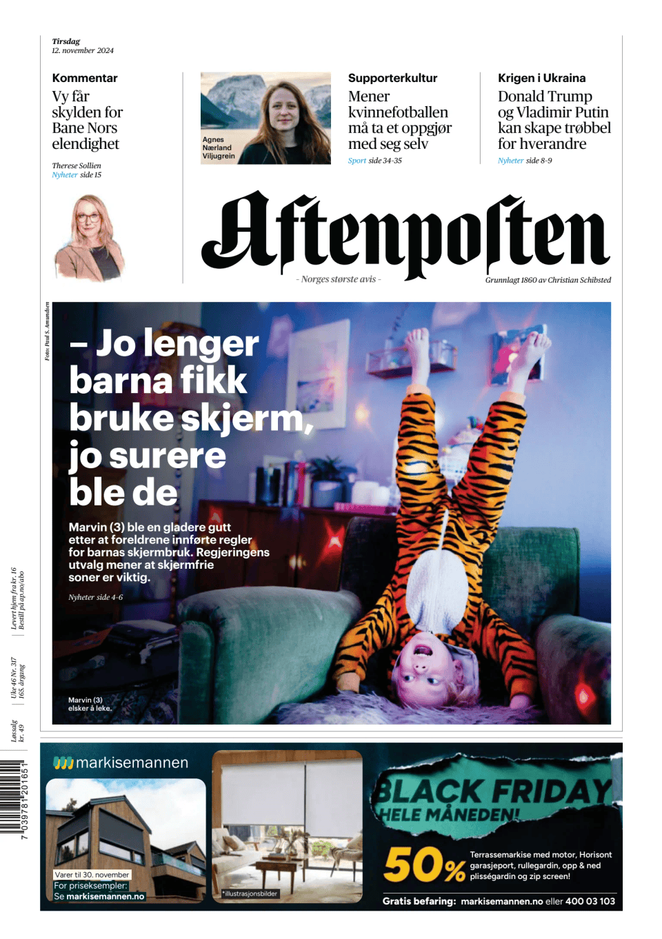 Prima-pagina-Aftenposten-oggi-edizione-di-oggi-20241112