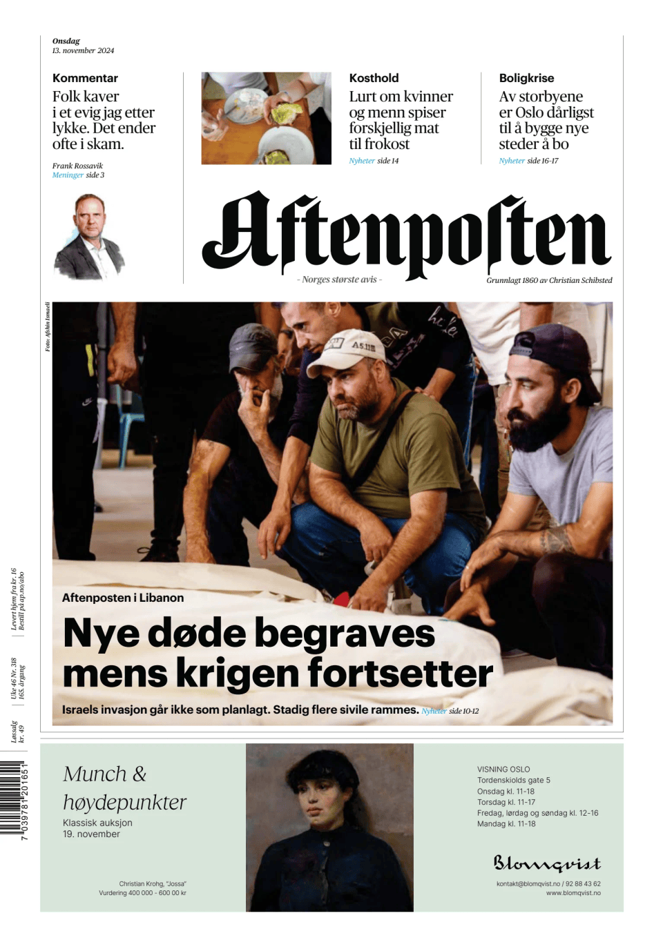 Prima-pagina-Aftenposten-oggi-edizione-di-oggi-20241113