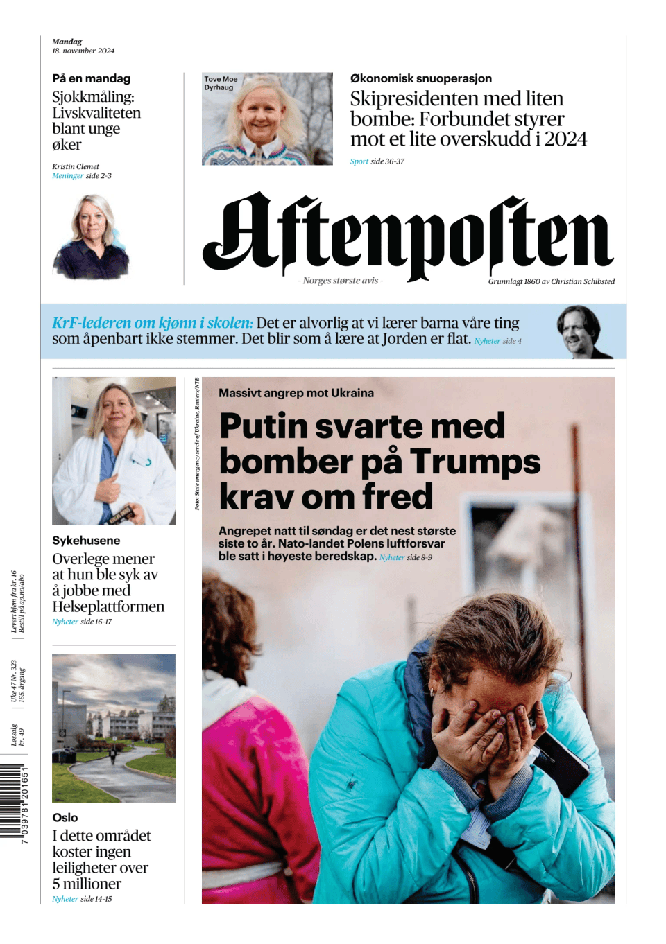 Prima-pagina-Aftenposten-oggi-edizione-di-oggi-20241118