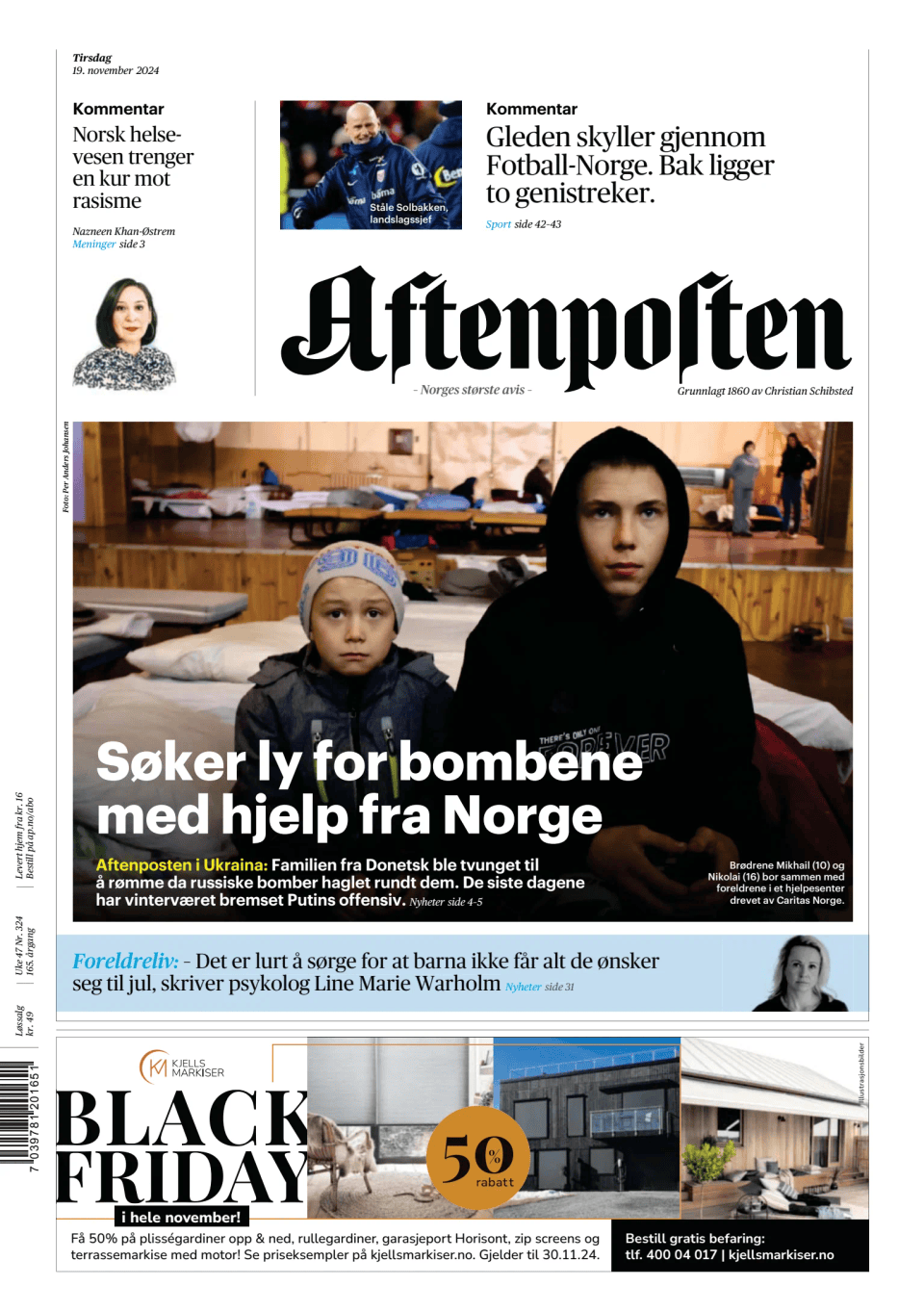 Prima-pagina-Aftenposten-oggi-edizione-di-oggi-20241119