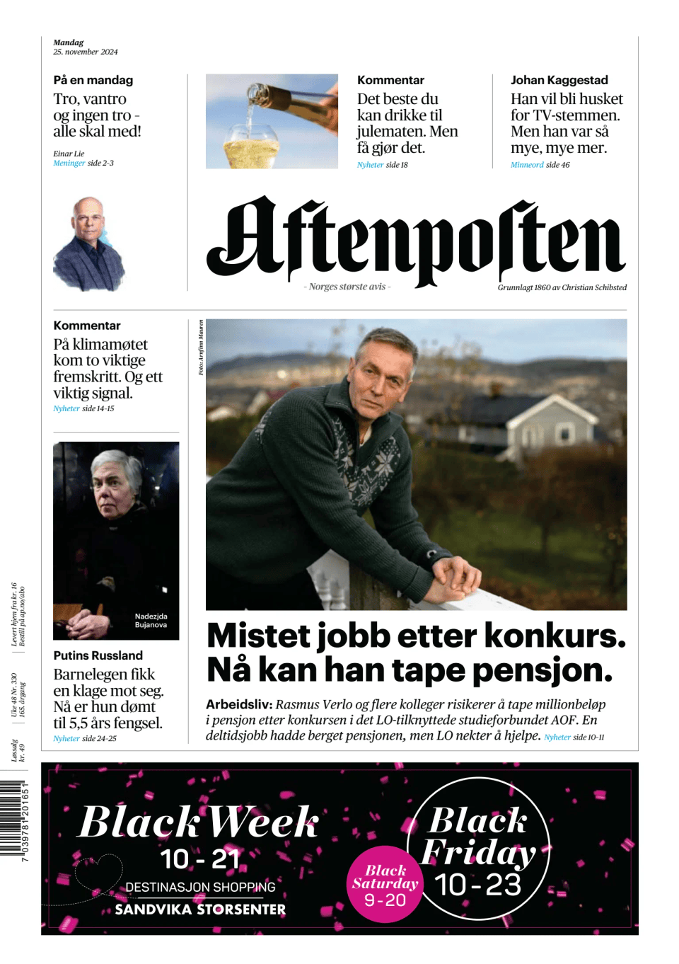 Prima-pagina-Aftenposten-oggi-edizione-di-oggi-20241125