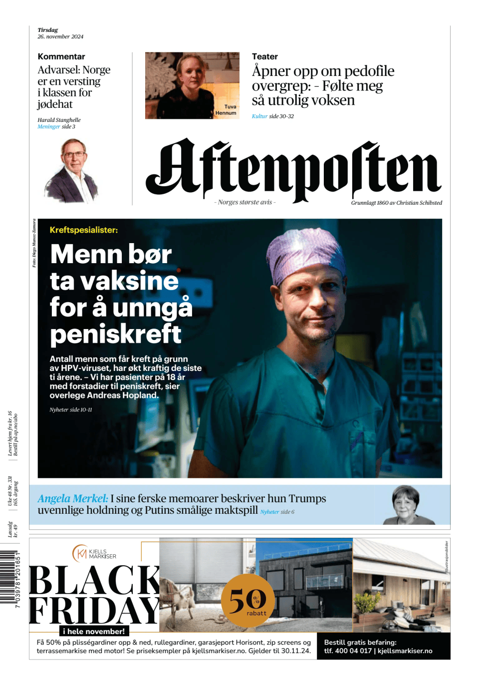 Prima-pagina-Aftenposten-oggi-edizione-di-oggi-20241126