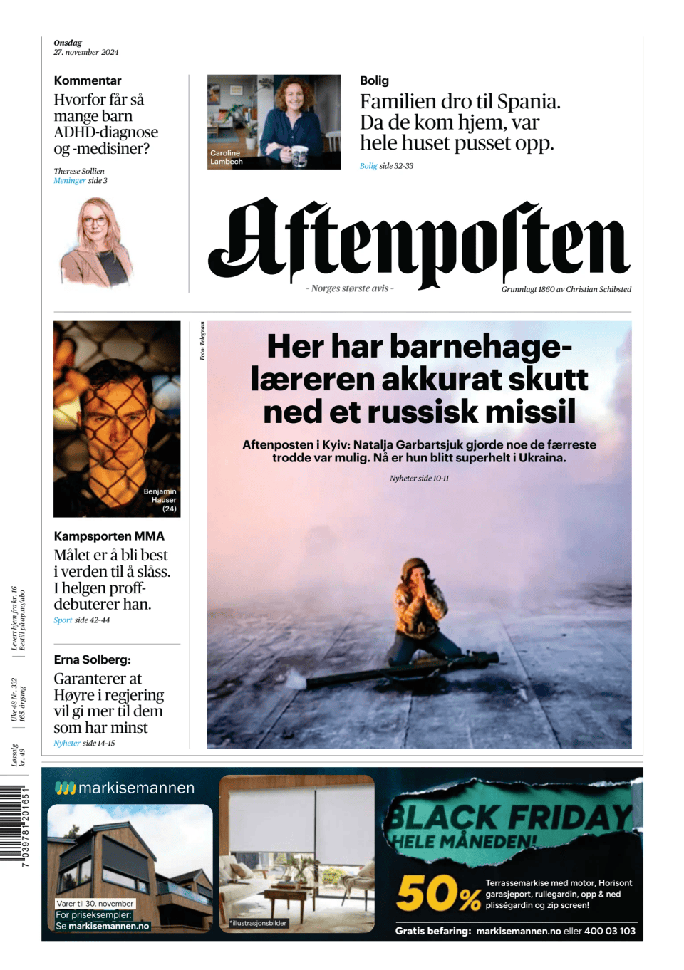 Prima-pagina-Aftenposten-oggi-edizione-di-oggi-20241127