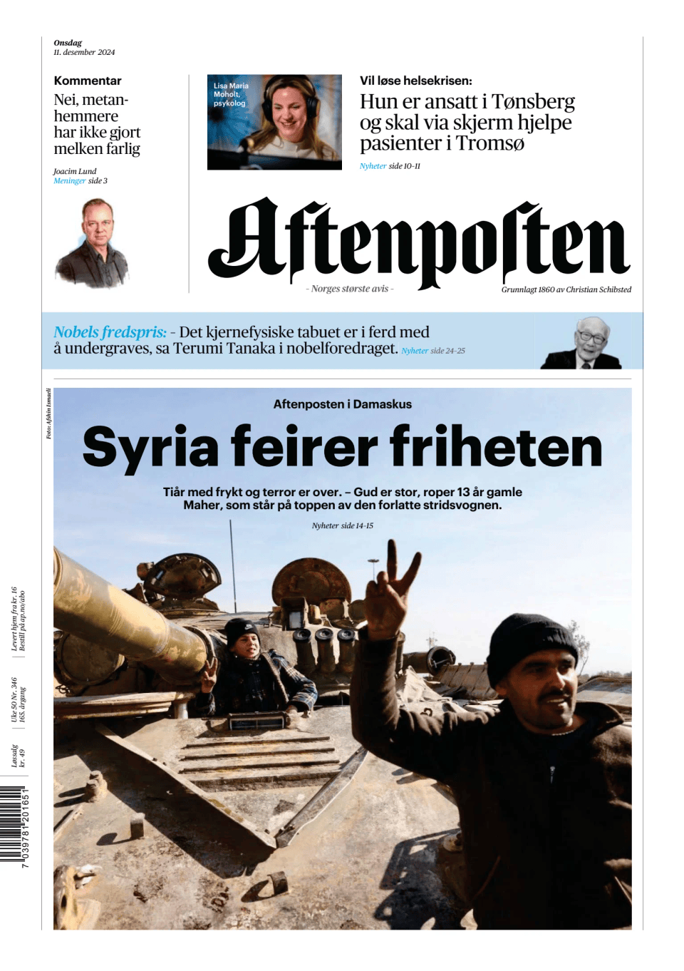 Prima-pagina-Aftenposten-oggi-edizione-di-oggi-20241211