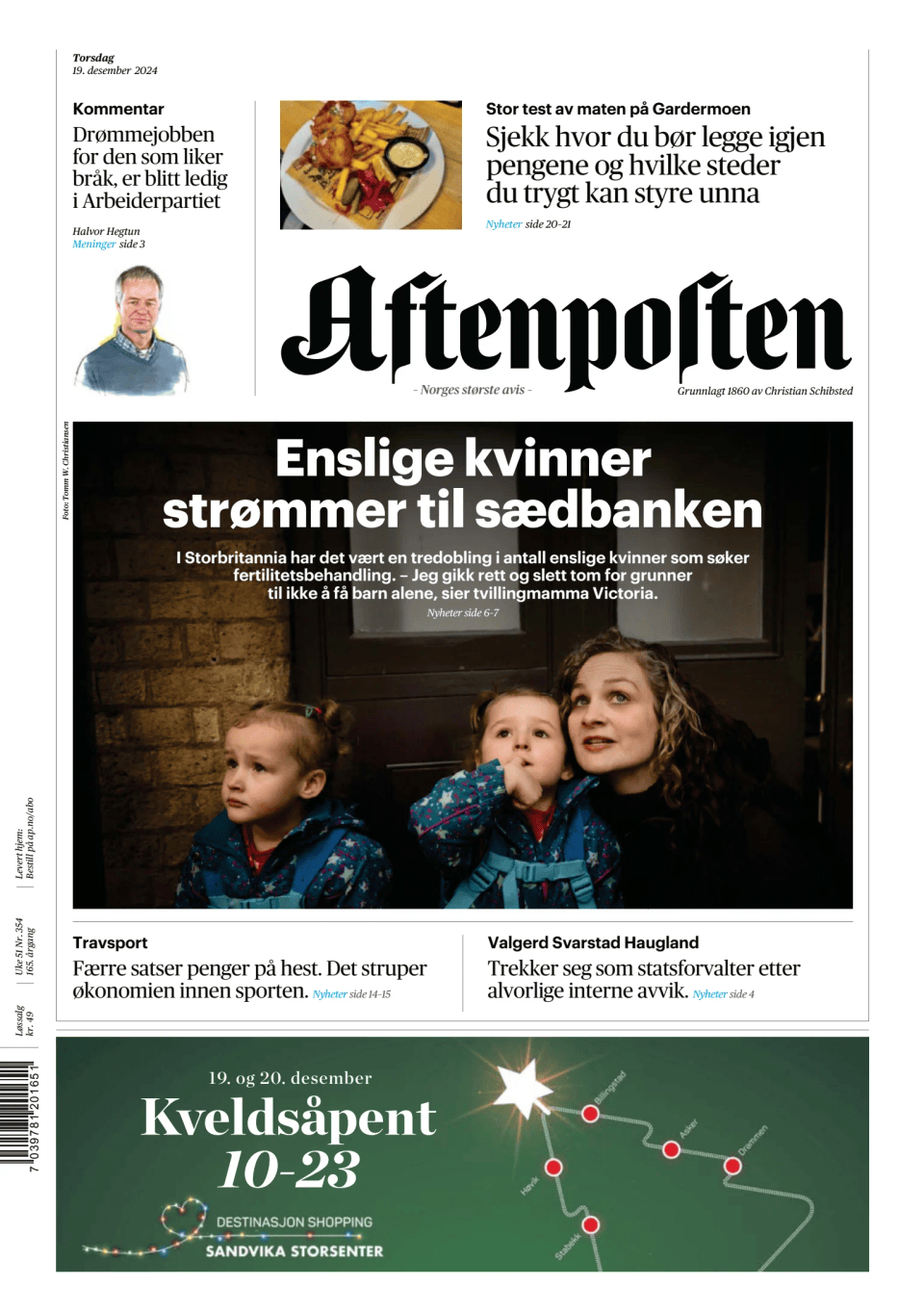 Prima-pagina-Aftenposten-oggi-edizione-di-oggi-20241219