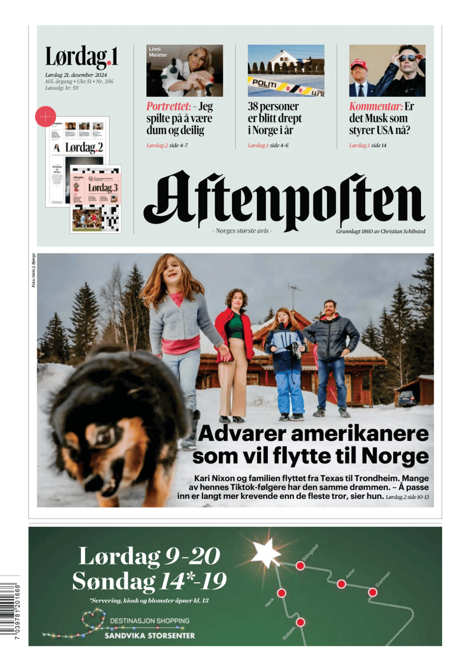 Prima-pagina-Aftenposten-oggi-edizione-di-oggi-20241221