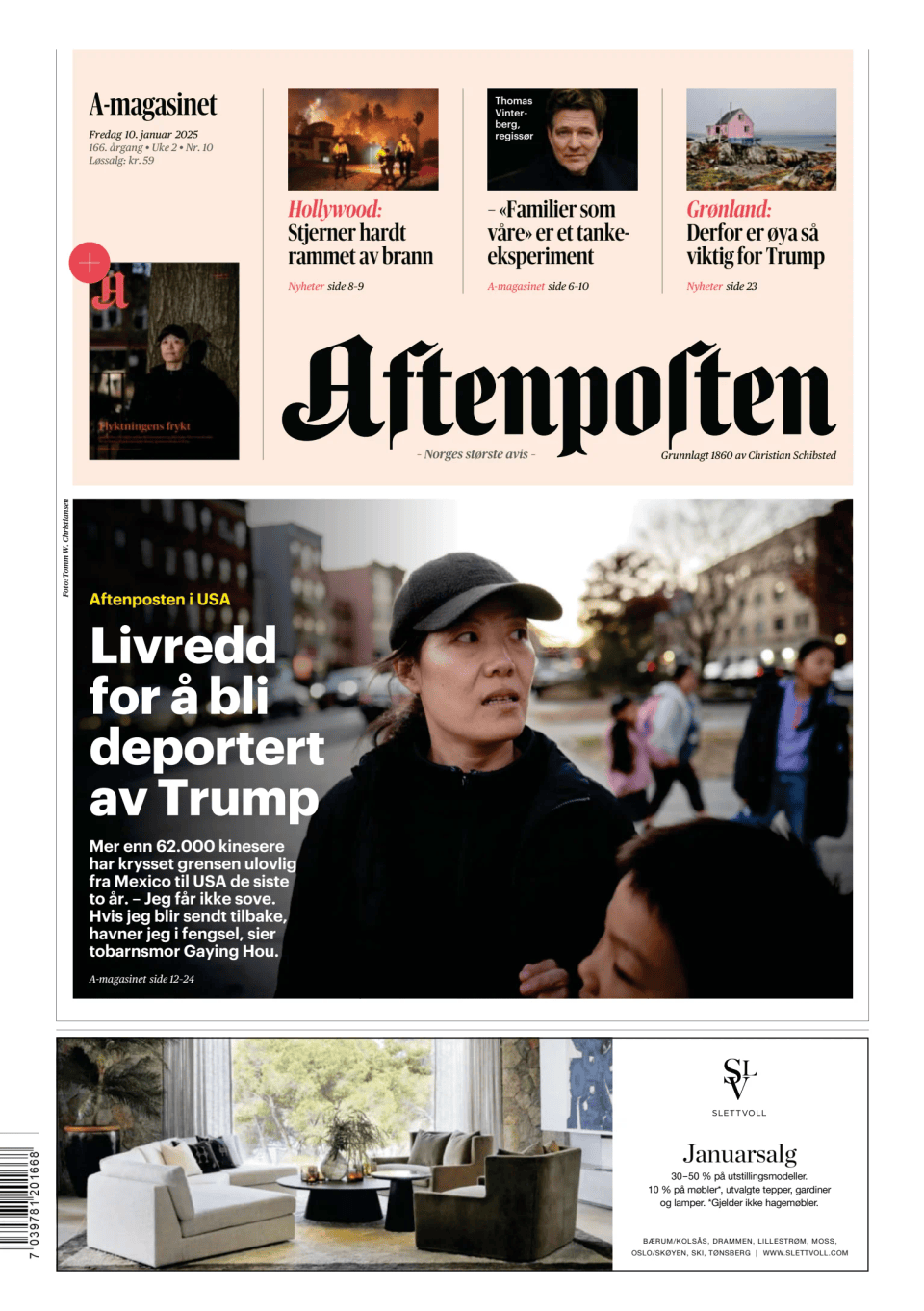 Prima-pagina-Aftenposten-oggi-edizione-di-oggi-20250110