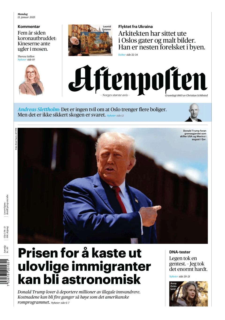 Prima-pagina-Aftenposten-oggi-edizione-di-oggi-20250113